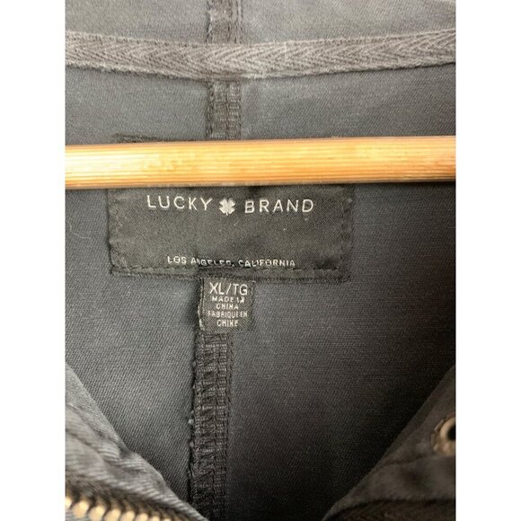Lucky Brand XL Gray Hooded Jacket With Snap Closures & Pockets - Picture 5 of 6
